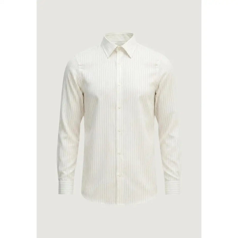 Armani Exchange men shirt with crisp white fabric and subtle vertical pinstripes ideal for formal wear