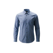 Armani Exchange men shirt navy blue and white vertically striped long-sleeved button-up with classic collar
