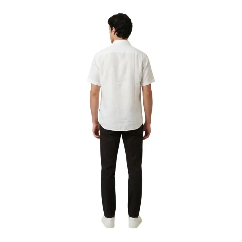 White short-sleeved tailored button-up shirt with classic collar from Armani Exchange men shirt collection