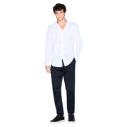 Armani Exchange men shirt featuring a crisp white long-sleeved button-down design with a classic collar and tailored fit