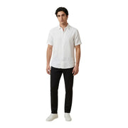 Armani Exchange men shirt white short-sleeved button-down made of lightweight textured fabric for casual wear