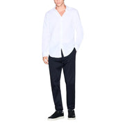 Armani Exchange men shirt crisp white long-sleeved button-down with classic collar and clean lines