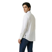Armani Exchange men shirt crisp white long-sleeved dress shirt with classic collar and subtle stitching details