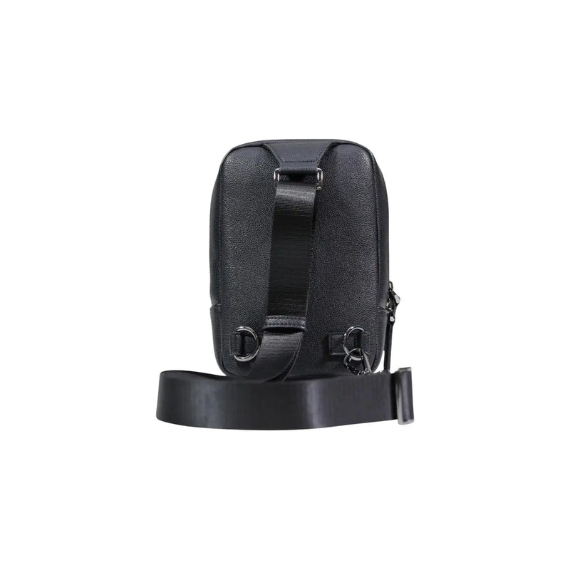 Armani Exchange men shoulder bag black textured leather crossbody with adjustable strap and metal hardware 15x20x6 cm