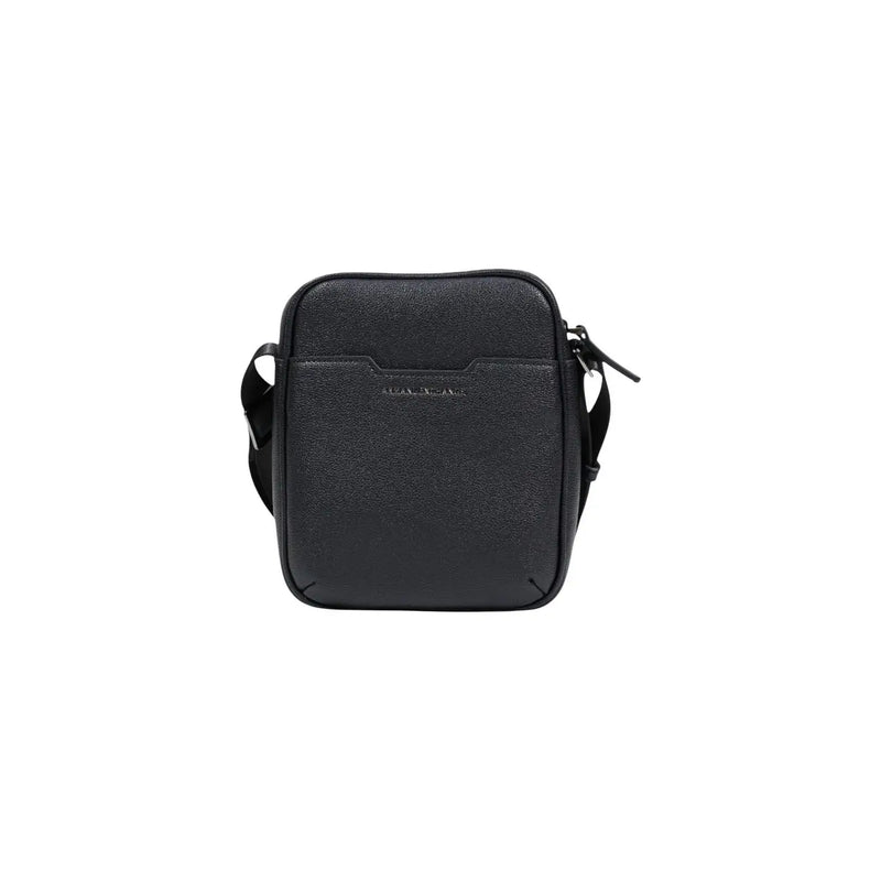 Armani Exchange men shoulder bag in black textured leather with subtle front logo and polyester detailing