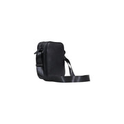 Armani Exchange men shoulder bag in black textured leather with sleek minimalist design and adjustable crossbody strap