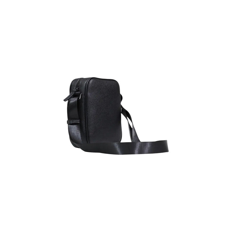 Armani Exchange men shoulder bag in black textured leather with sleek minimalist design and adjustable crossbody strap