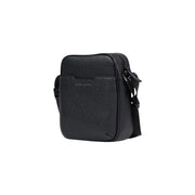 Armani Exchange men shoulder bag black polyester with black textured leather crossbody design and adjustable strap