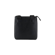 Armani Exchange men shoulder bag black textured leather crossbody with zipper closure and adjustable strap 21x22x3 cm