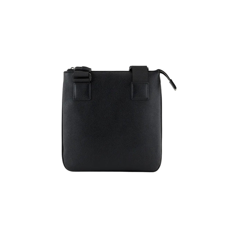 Armani Exchange men shoulder bag black textured leather crossbody with zipper closure and adjustable strap 21x22x3 cm