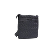 Black Armani Exchange men shoulder bag with quilted woven polyester texture and minimalist crossbody design 23x23x2 cm