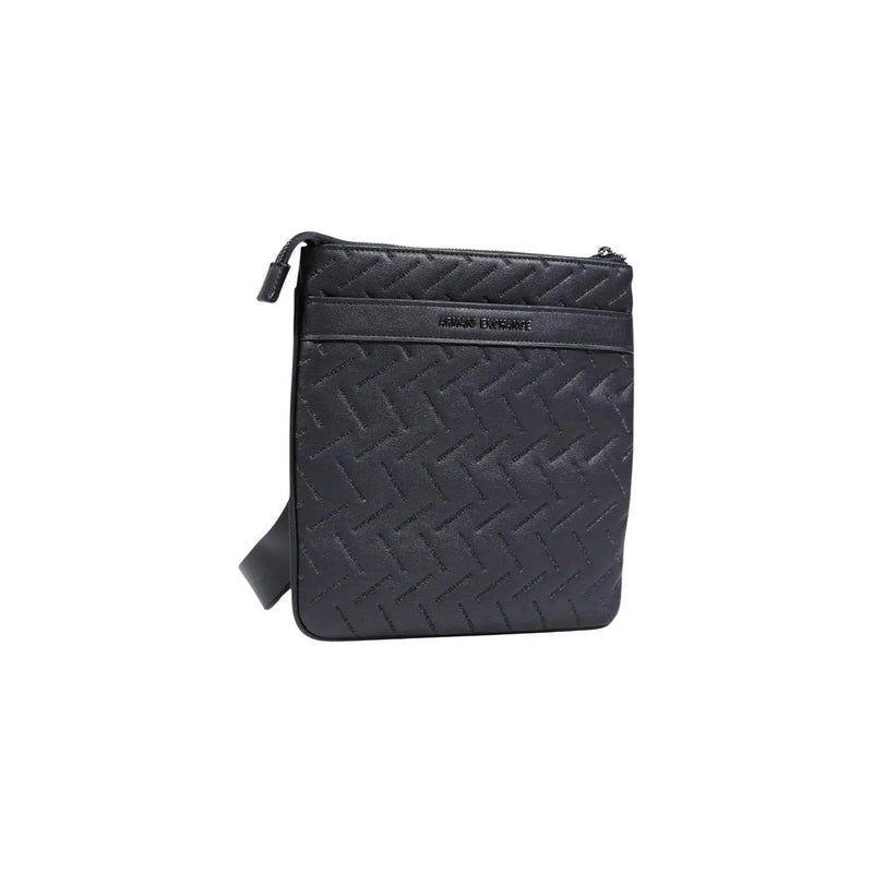 Black Armani Exchange men shoulder bag with quilted woven polyester texture and minimalist crossbody design 23x23x2 cm