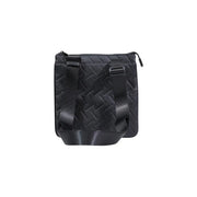 Armani Exchange men shoulder bag black woven leather crossbody with sleek textured pattern and adjustable strap