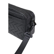 Armani Exchange men shoulder bag black quilted leather crossbody with herringbone pattern and adjustable strap