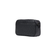 Armani Exchange men shoulder bag black polyester 24x15x8 with black textured leather toiletry bag herringbone pattern embossed branding
