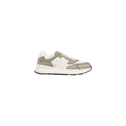 Armani Exchange men sneakers green lace up polyester with sleek beige and white mesh panels and synthetic overlays
