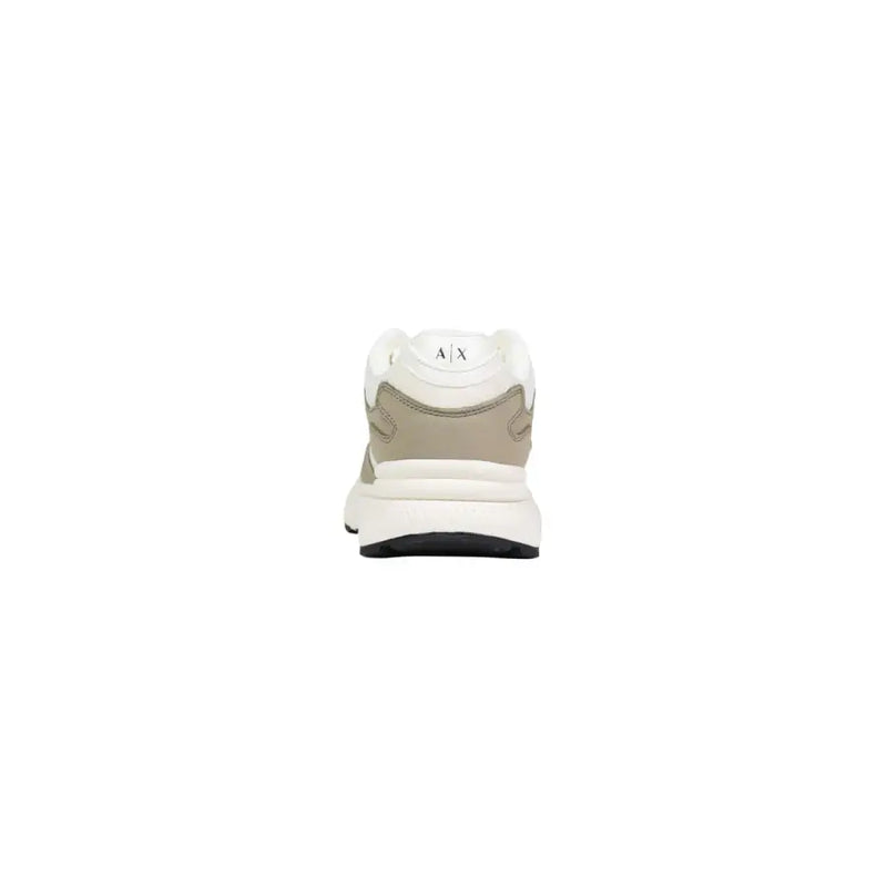 Armani Exchange men sneakers in white and beige polyester with chunky sole and green lace up design