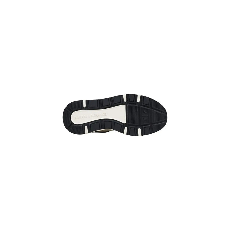 Black rubber sole with white midsole and Keds branding on Armani Exchange men sneakers green lace up polyester