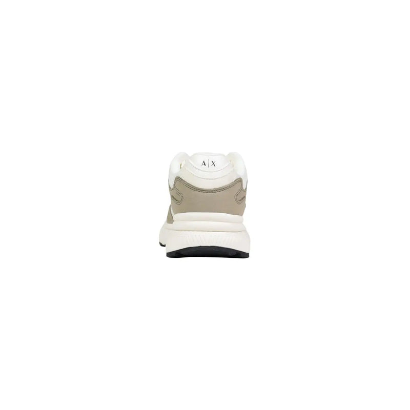 Armani Exchange men sneakers in white and beige polyester with chunky sole and green lace up design