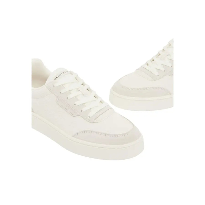 Armani Exchange men sneakers white lace up polyurethane with clean minimalist design and subtle contrast stitching