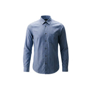 Armani Exchange men shirt navy blue and white vertically striped long-sleeved button-up with classic collar