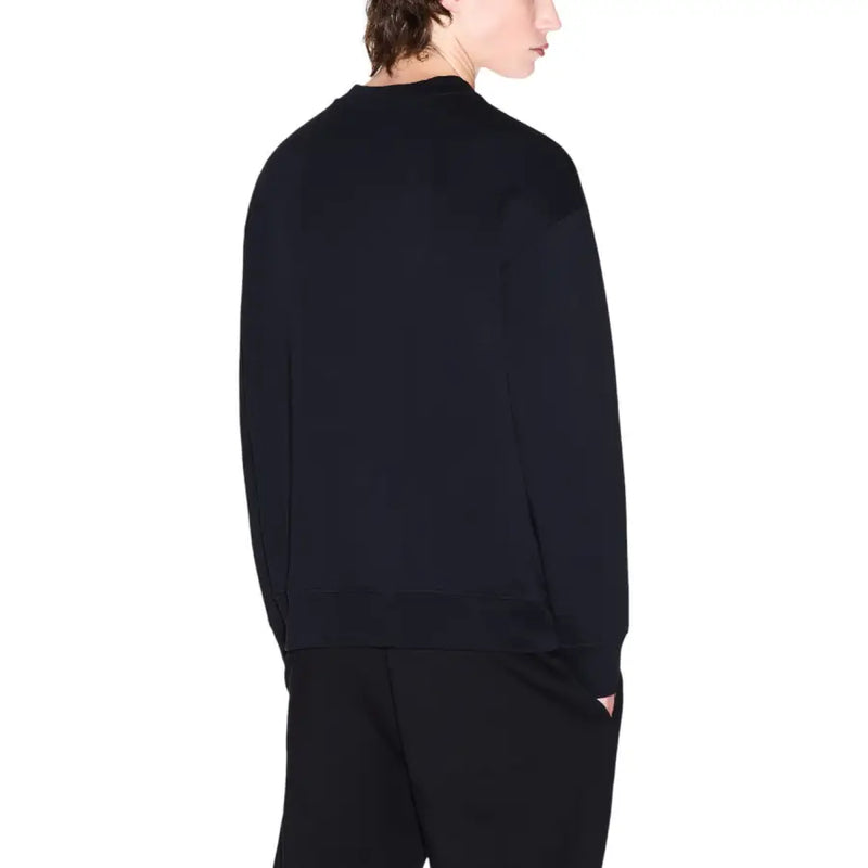 Armani Exchange men sweatshirt black long-sleeved crewneck with relaxed fit and ribbed cuffs in cotton blend