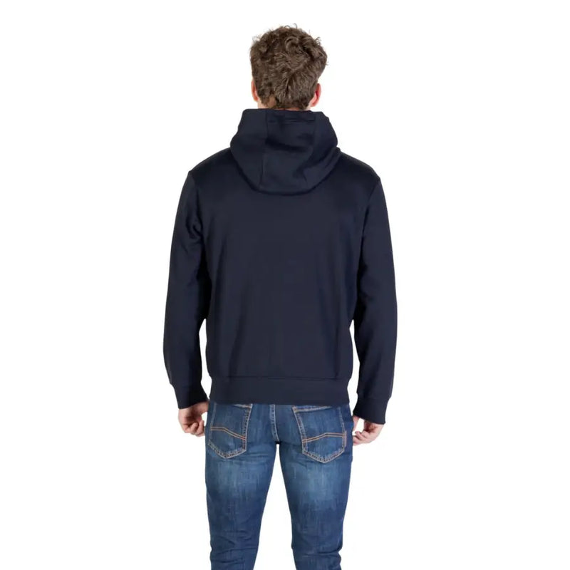 Armani Exchange men sweatshirt in dark navy blue hooded design with smooth soft fabric finish