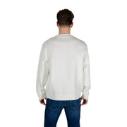 Armani Exchange men sweatshirt plain off-white crewneck with long sleeves and ribbed cuffs in soft fabric