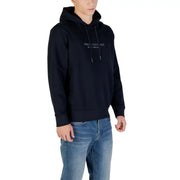 Armani Exchange men sweatshirt black hoodie with subtle white logo on chest casual cotton blend design