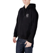 Armani Exchange men sweatshirt black zip-up hoodie with white logo on the chest made from soft material