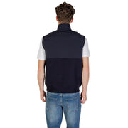 Armani Exchange men sweatshirts navy blue and white two-tone fleece vest with high collar for casual wear