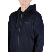 Black Armani Exchange zip-up hoodie with subtle embroidered logo on chest designed for men’s casual wear