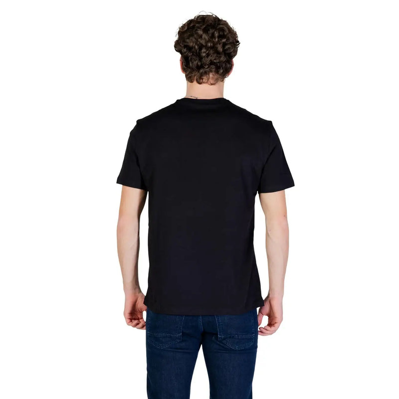 Armani Exchange men t-shirt featuring a black short-sleeved crew neck design in soft cotton fabric