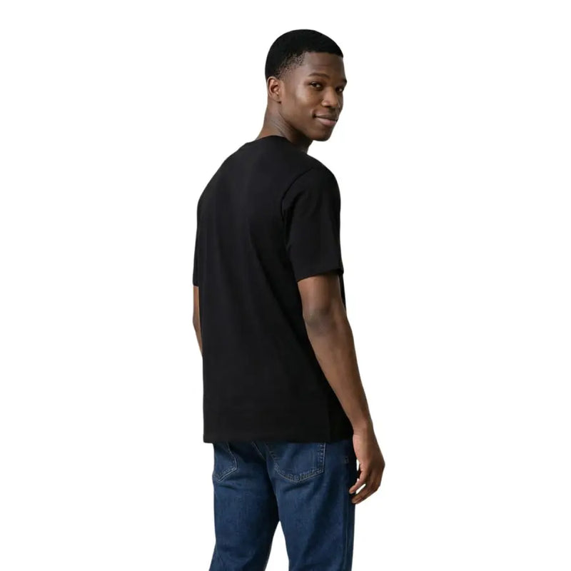 Armani exchange men t shirt black cotton short sleeve with round neck front view