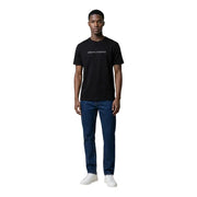 Armani Exchange men t shirt black cotton round neck short sleeve with white logo across the chest