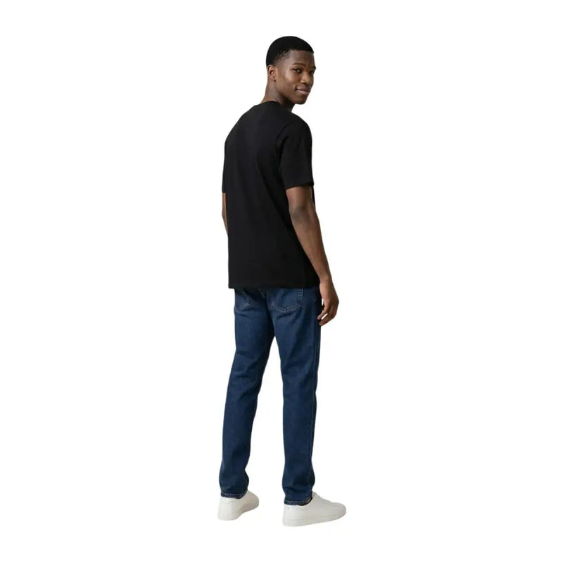 Armani Exchange men t shirt black cotton short sleeve with simple crew neck design in classic style
