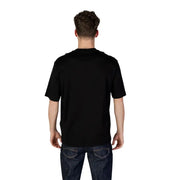Armani Exchange men t-shirt black round neck short-sleeved cotton for casual wear in front view