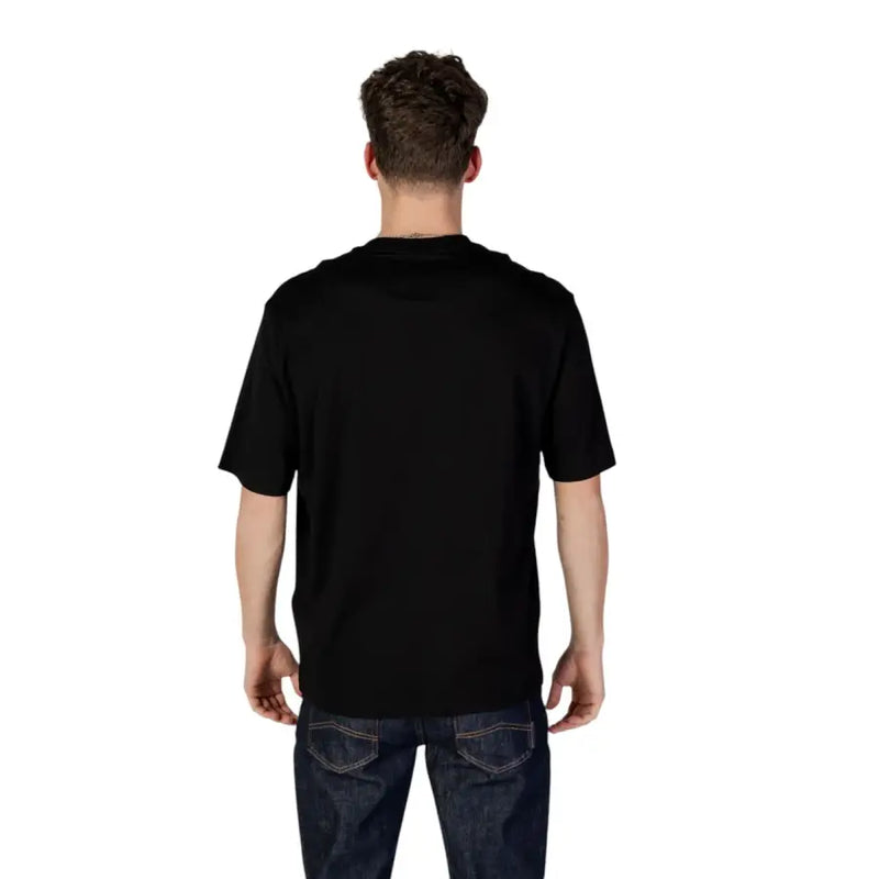 Armani Exchange men t-shirt black round neck short-sleeved cotton for casual wear in front view