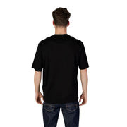 Armani Exchange men t-shirt black round neck short-sleeved cotton for casual wear in front view