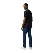 Dark navy cotton Armani Exchange men t-shirt with subtle ribbed neckline for casual wear