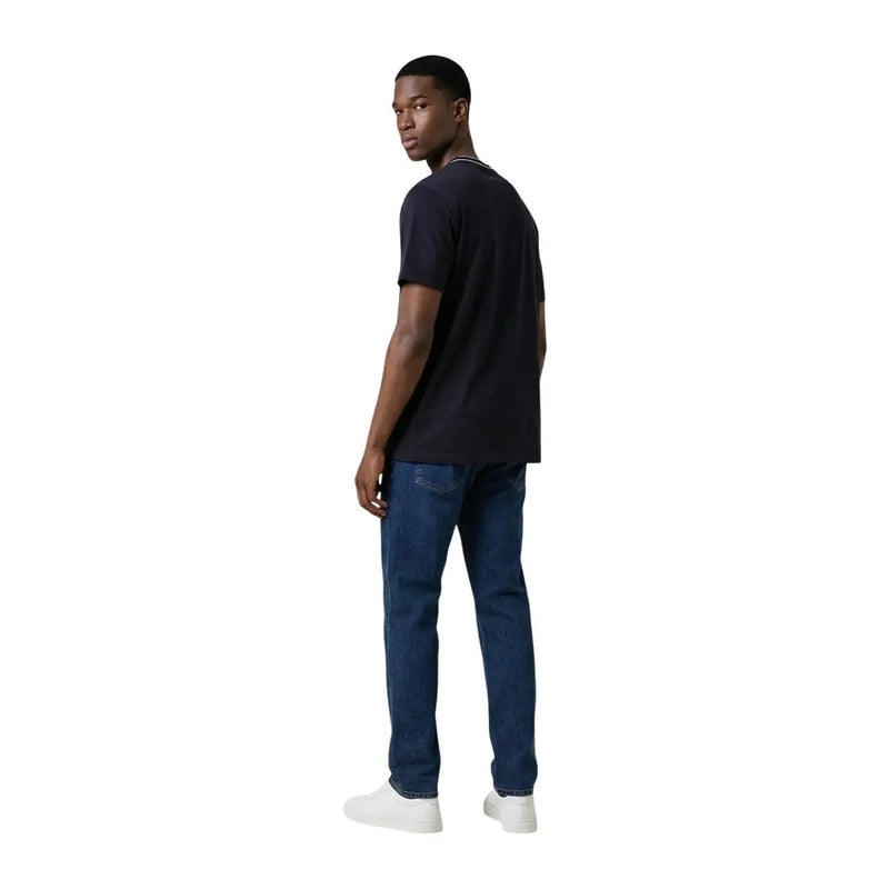 Dark navy cotton Armani Exchange men t-shirt with subtle ribbed neckline for casual wear