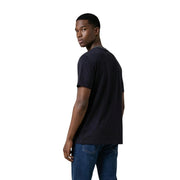 Navy blue cotton Armani Exchange men t-shirt with white trim along the neckline for casual wear
