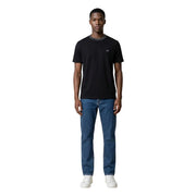 Armani Exchange men black short-sleeved t-shirt with subtle white neckline trim and small chest embroidered logo