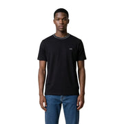 Armani Exchange men short-sleeved black t-shirt with white collar trim and small chest embroidered logo