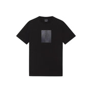 Armani Exchange Herren schwarze Kurzarm t-shirt mit einem rechteckigen, durchscheinend grauen Grafikaufnäher auf der Brust