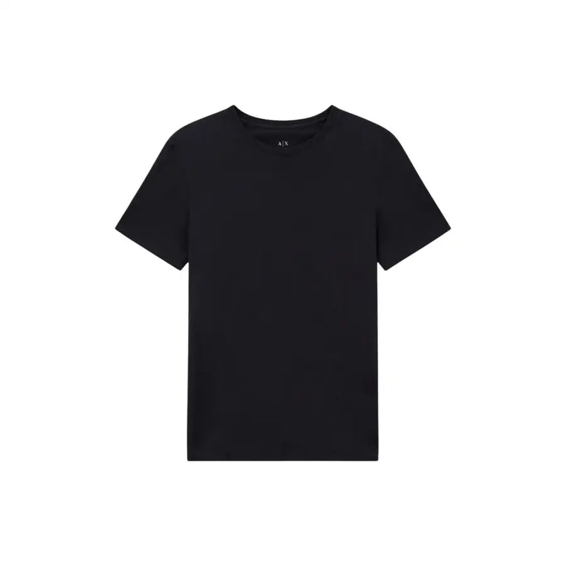 Armani Exchange men t-shirt black short-sleeved with subtle a x logo at the neckline in cotton fabric