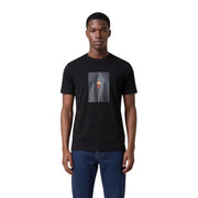 Schwarz Armani Exchange Herren Kurzarm t-shirt mit einem rechteckigen Grafikdruck des Empire State Building