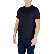 Armani Exchange men t shirt black short sleeved cotton with subtle tonal embroidered logo across the chest
