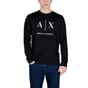 Black armani exchange long sleeved cotton t shirt with white a x logo and armani exchange text on the chest