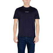 Black Armani Exchange men t-shirt with short sleeves and subtle rectangular logo patch on the chest